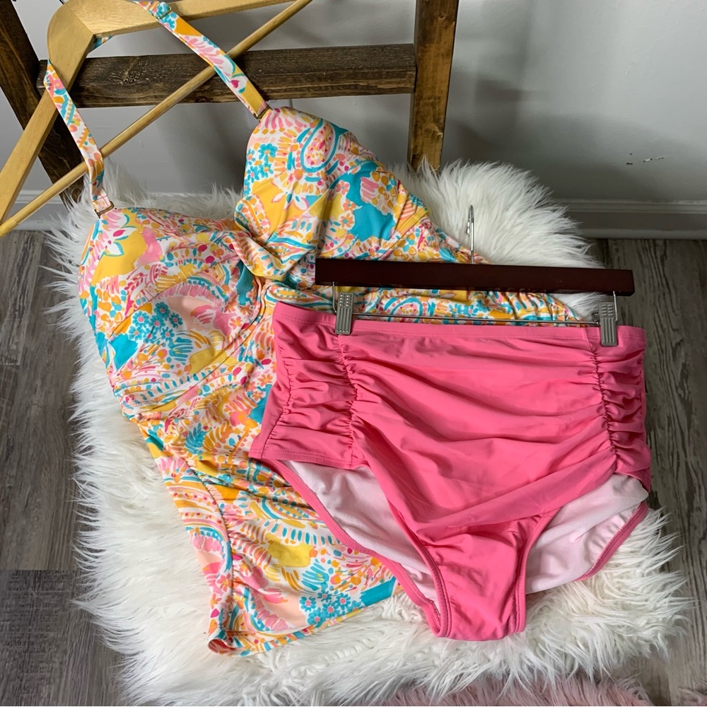 Crown and Ivy Floral and Pink Paisley Swimsuit